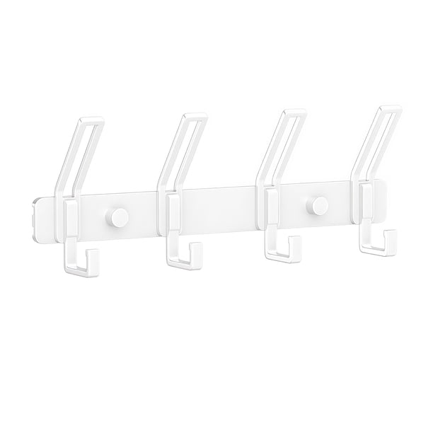 REGALWOVEN 1 Paquete de Perchero de Pared, Gancho para Abrigos, Perchero para Sombreros, Ganchos de Pared para Colgar con 5 Ganchos para Entrada, Baño, Dormitorio Blanco 4