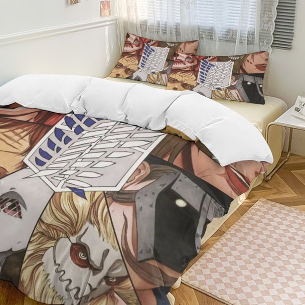 Attack on Titan Anime Home Bed 3-piece Set Classic Japanese Anime Polyester Wash Student Dormitory Set