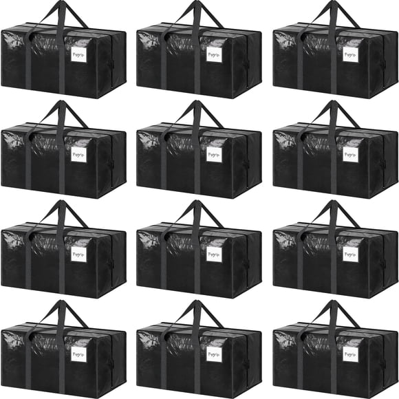 Bolsas de mudanza FYGRIP extra resistentes, grandes, paquete de 12 unidades, negras