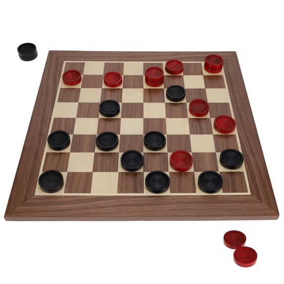Set de damas WE Games Old School, madera roja y negra, 30 cm