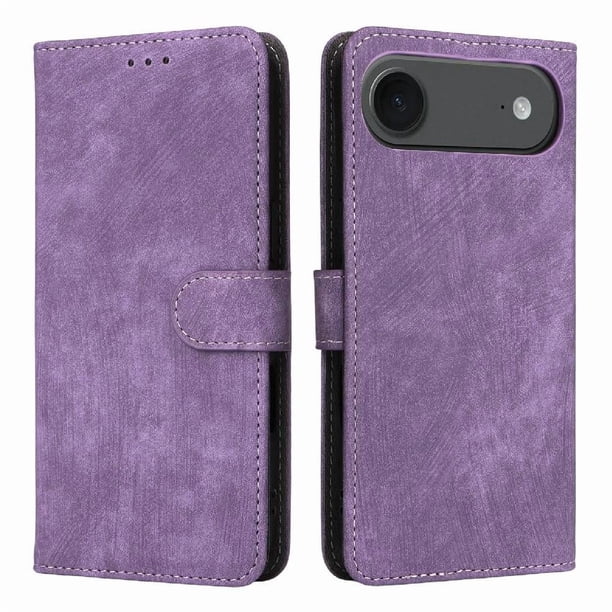 Funda Billetera para iPhone Air con Soporte - Cartera de Cuero con Ranuras Morado