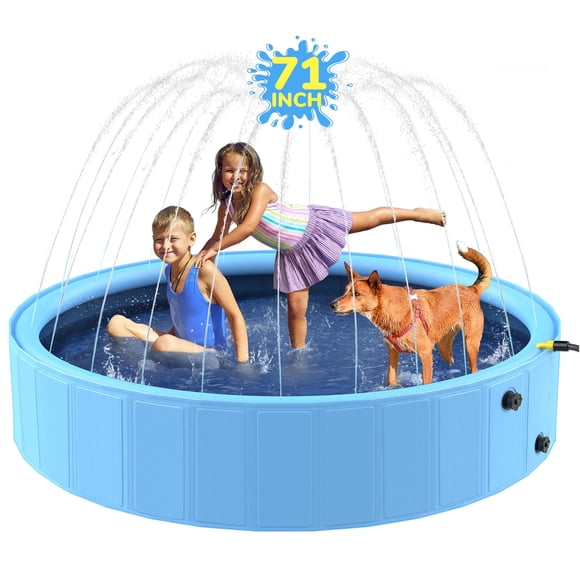 Piscina para perros Bilibara plegable de 180 cm con rociador para niños y perros