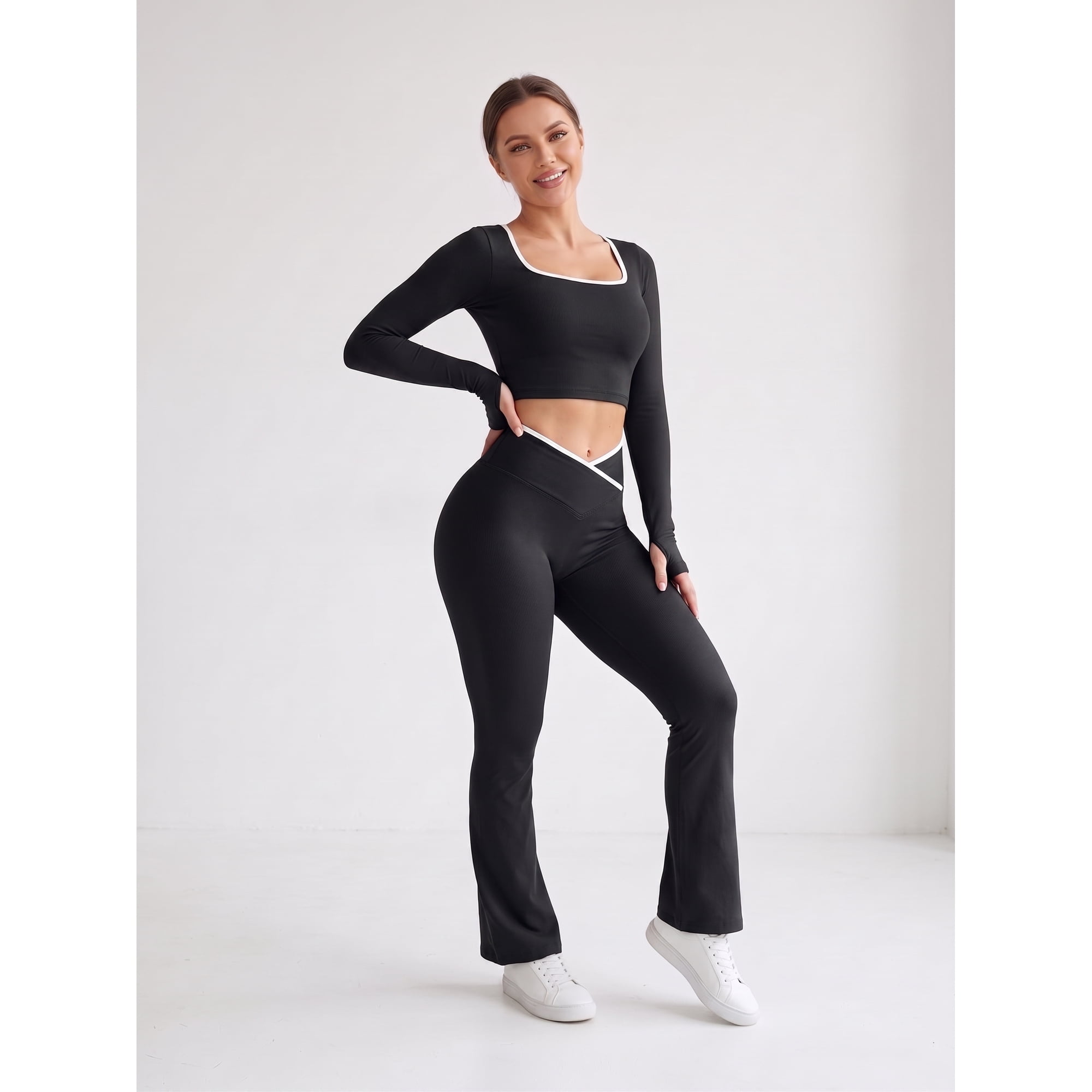 Flix Spa - Conjunto Yoga Mujer Flare Líneas Estilo Moderno - Yj320