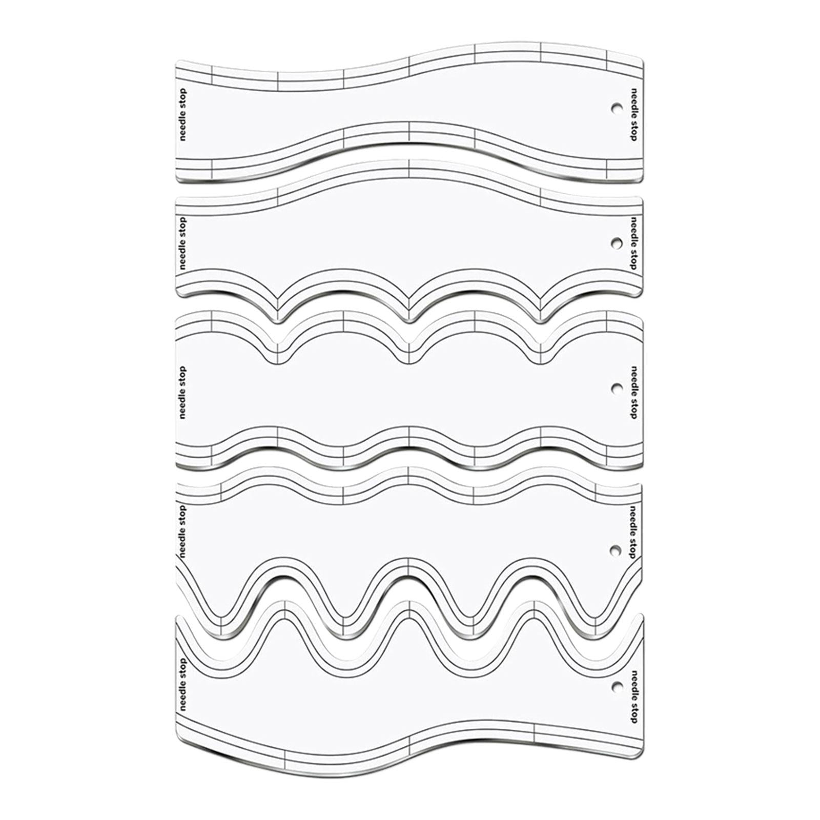 Magideal - 5 Reglas Onduladas Para Acolchar, Para Hacer Tú Mismo, Para Acolchar A Máquina, Plantillas Para Patchwork, Accesorios De Costura, Plantillas Para Acol