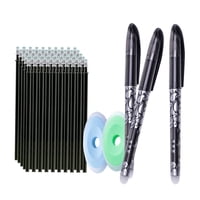 Magideal - 3 Uds Bolígrafos Borrables Adultos Punta Extrafina 0,5Mm Para Útiles Escolares De Escritura Negro