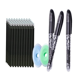 Magideal - 3 Uds Bolígrafos Borrables Adultos Punta Extrafina 0,5Mm Para Útiles Escolares De Escritura Negro