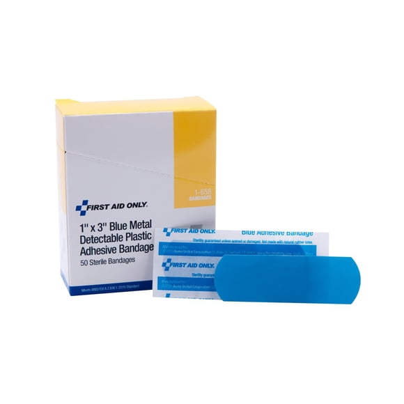 Vendajes First Aid Only 2,5 x 7,6 cm, paquete de 50, azul