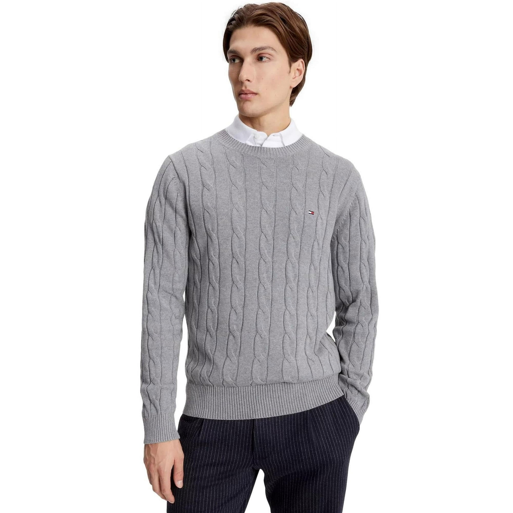 Jersey Tommy Hilfiger Cable Knit Para Hombre, Gris, Htr, Talla Xxl