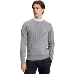 Jersey Tommy Hilfiger Cable Knit Para Hombre, Gris, Htr, Talla M