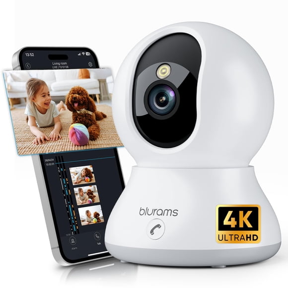 Cámara interior blurams 8 MP Wi‑Fi 6 360° PTZ con detección IA
