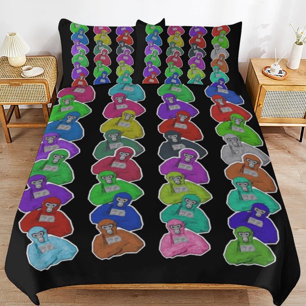 Gorilla Tag Bedding Set Duvet Cover Comfortable and Lightweight Cartoon Bedding 3 Piece Bed Set