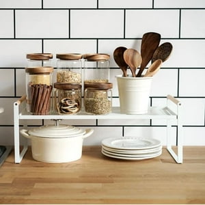 Chic Haus - Repisa Organizador Multiuso Cocina Acero Madera 34Cm Color Blanco