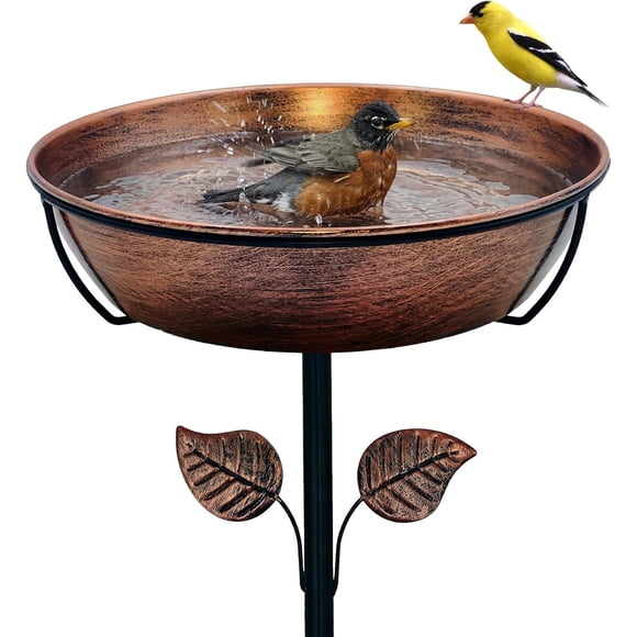 13-Inch Metal Bird Bath for Outdoors with 3-Inch-Deep Removable Bowl