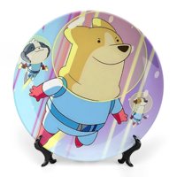 Desmarcar - Perros En El Espacio Plato Decorativo De Porcelana Fina (Bone China), Plato Decorativo De Cerámica Para Hogar, Oficina, Soporte De Pared, Platos Decorativos Para Dormitorio - 6 Pulgadas (15 Cm)