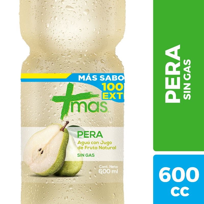 Agua Saborizada Pera Sin Gas Botella 600 ml Mas