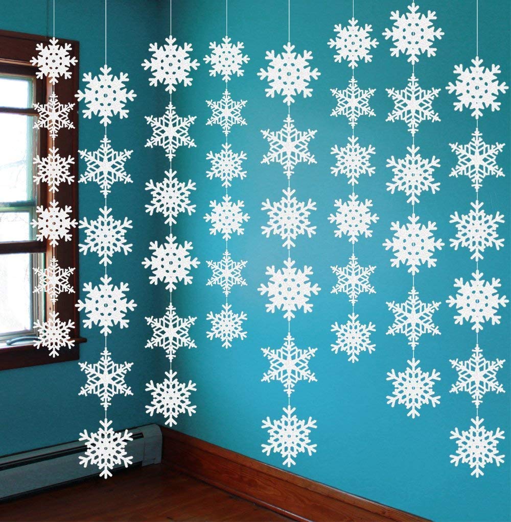 Guirnalda De Copos De Nieve Jollylife Para Decoración De Fiesta De Invierno (12 Unidades)