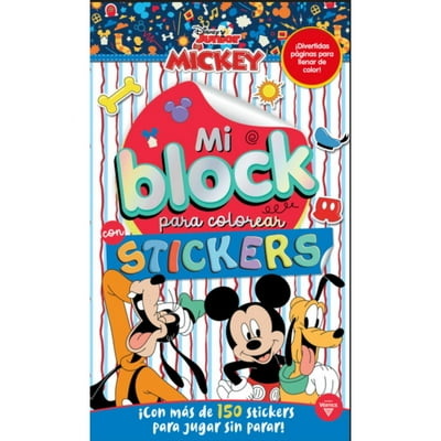 Block Para Colorear + Stickers Mickey  Vertice