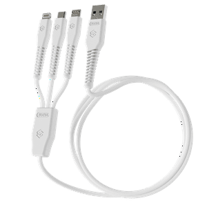 Cable Cargador Sleve Line X Usb A Triple Usb White