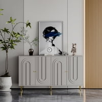 M&Ms - Modern Gray Lacquered 4 Door Wooden Cabinet Sideboard Buffet Server Cabinet Storage Cabinet, For Living Room, Entryway, Hallway, Office, Kitchen And Dining Room