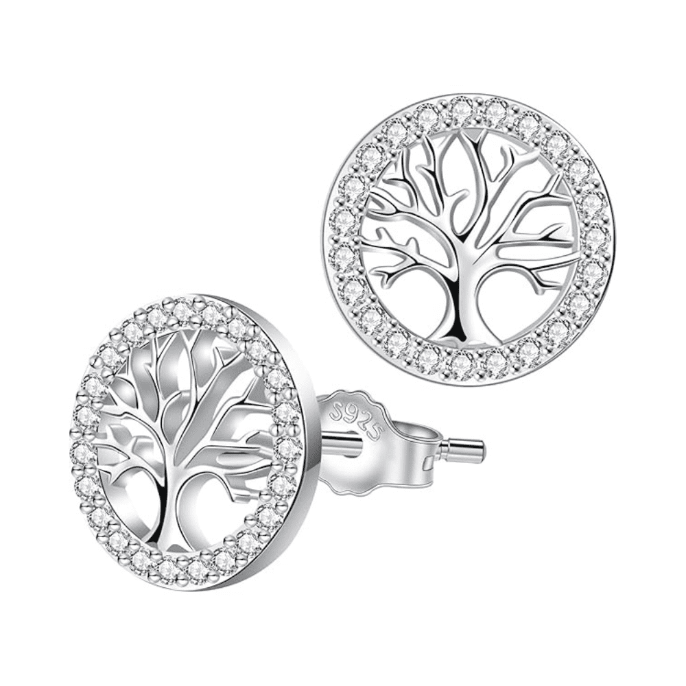 Fershop - Aros De Plata Arbol De La Vida Con Circonitas