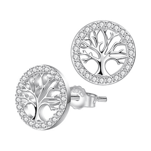 Fershop - Aros De Plata Arbol De La Vida Con Circonitas