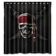 thumbnail image 1 of Cortina de ducha de Piratas del Caribe con diseño de calavera y ganchos, tamaño 66 x 72 pulgadas, 1 of 3