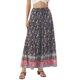 thumbnail image 1 of INSPIRE CHIC Falda Maxi de Verano para Mujer con Cintura Alta Elástica, Volantes, Estampado Floral Bohemio, Línea A, Bolsillos, Talla S, Azul Oscuro, 1 of 6