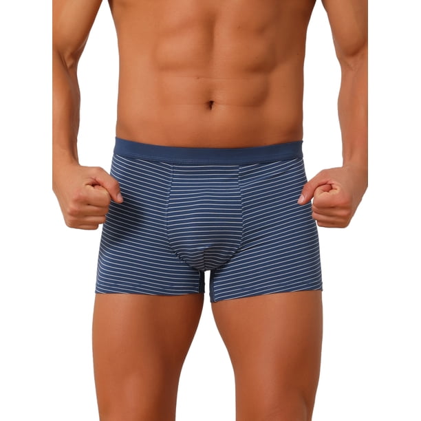 INSPIRE CHIC Calzoncillos Boxer a Rayas para Hombre Cintura Media Suave Transpirable Ropa Interior 34 Azul Marino