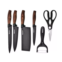 Genérico - Juego De Cuchillos Cocina + Tijera Y Pelador 6 Piezas Acero
