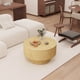thumbnail image 1 of 29.53 " MDF modern circular coffee table with circular stripe design and storage space, suitable for home&kitchen (wood), 1 of 3