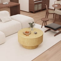 M&Ms - 29.53 "" Mdf Modern Circular Coffee Table With Circular Stripe Design And Storage Space, Suitable For Home&Kitchen (Wood)
