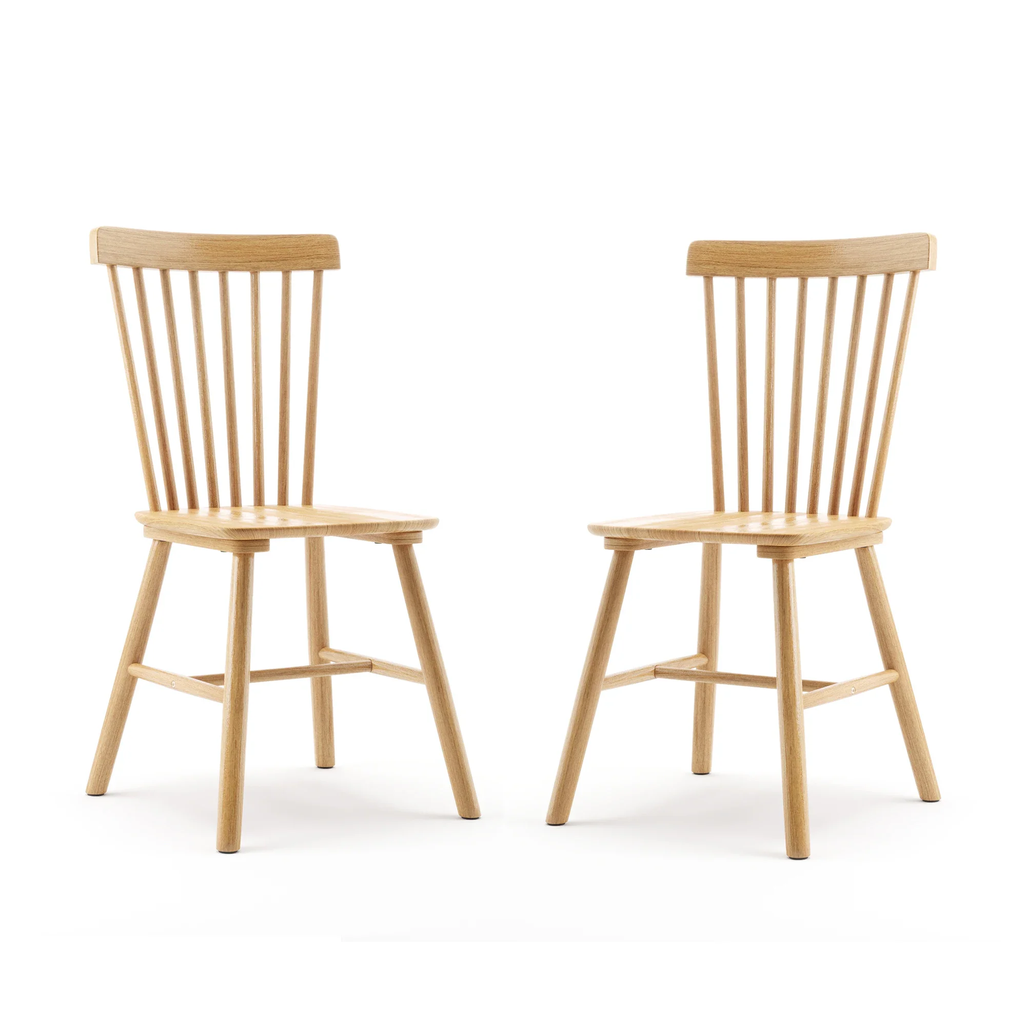 Habita2 Chile - Pack 2 Sillas Windsor Madera Maciza De Alta Calidad Estructura Fuerte Barnizado Semi Matte - Natural