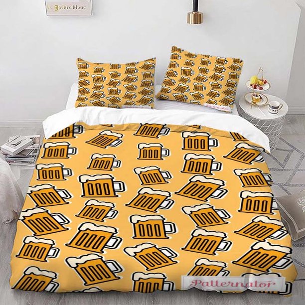 Beer Mug Pattern Bedding Set Soft and Comfortable for All Seasons Ideal for Home and Bedroom Decor