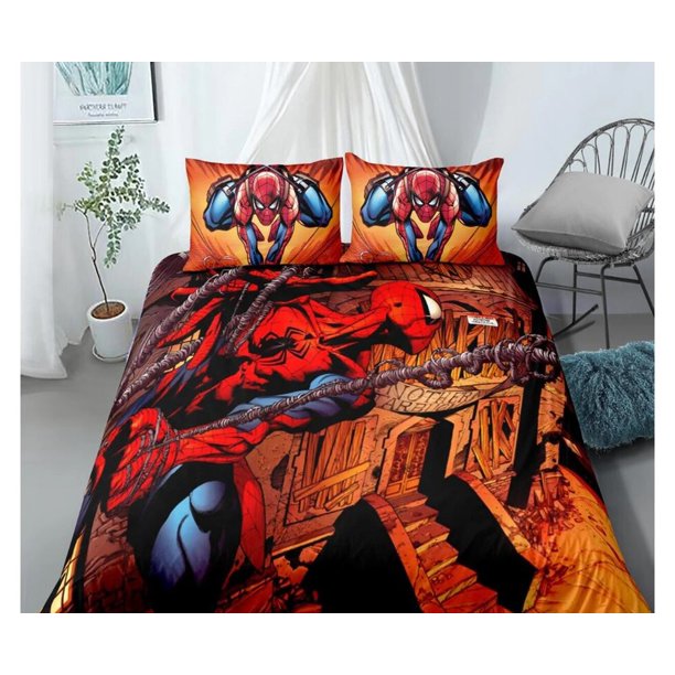 Spider-Man-Bedding Gift 3-Piece Bedding Set (1 Duvet Cover + 2 Pillow Shams)