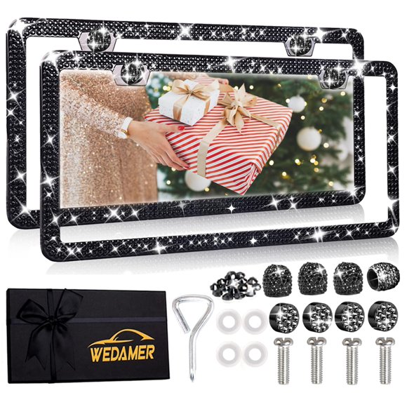 Marco para Placa de Matrícula WEDAMER Negro con Strass – Pack de 2
