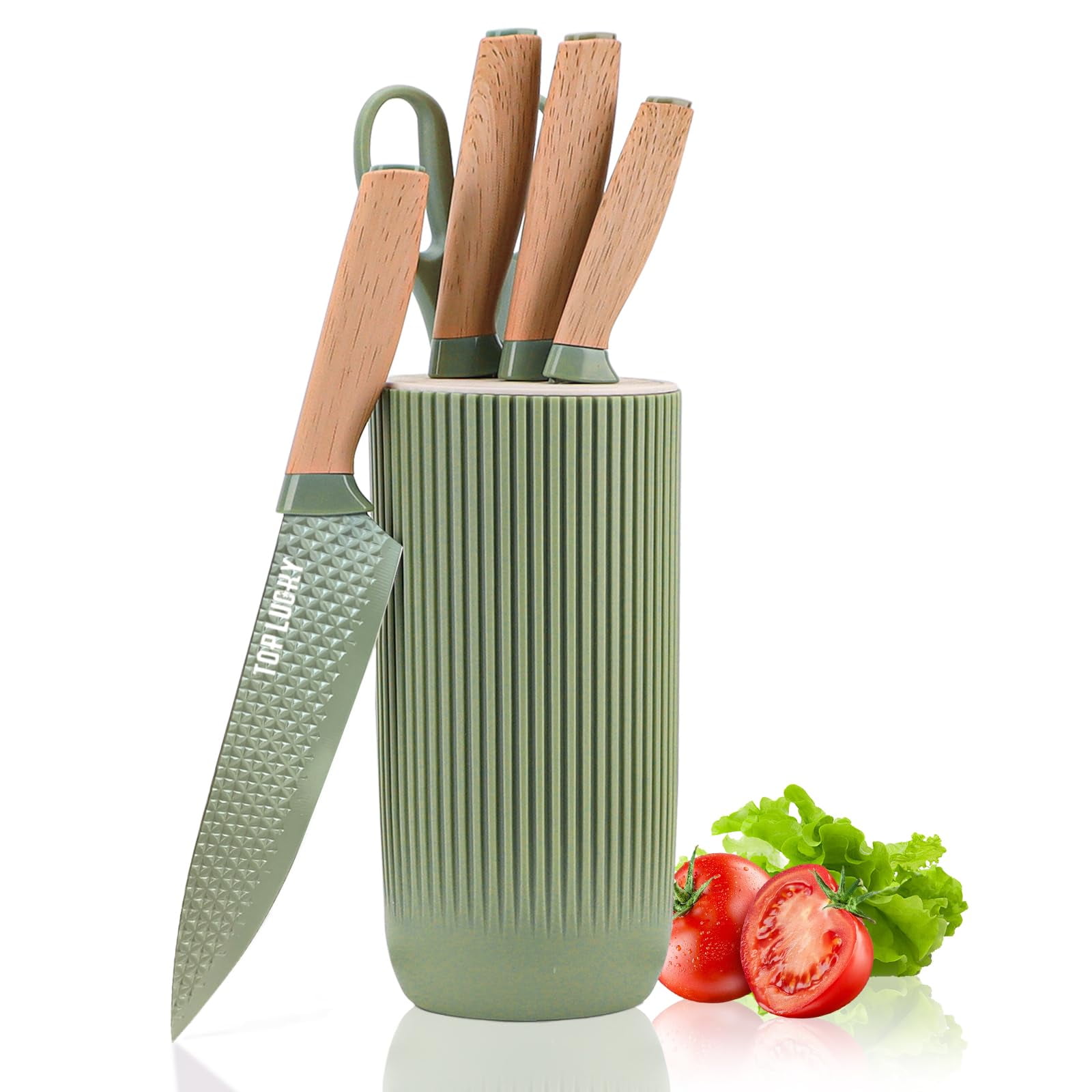 Juego De Cuchillos De Cocina Retrosohoo De 6 Piezas, Verde, Acero Inoxidable