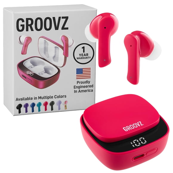 Audífonos True Wireless Groovz con estuche de carga color magenta