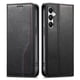 thumbnail image 1 of Funda tipo cartera para Samsung Galaxy A35 de piel con cierre magnético, ranuras para tarjetas y correa para la muñeca Negro, 1 of 6