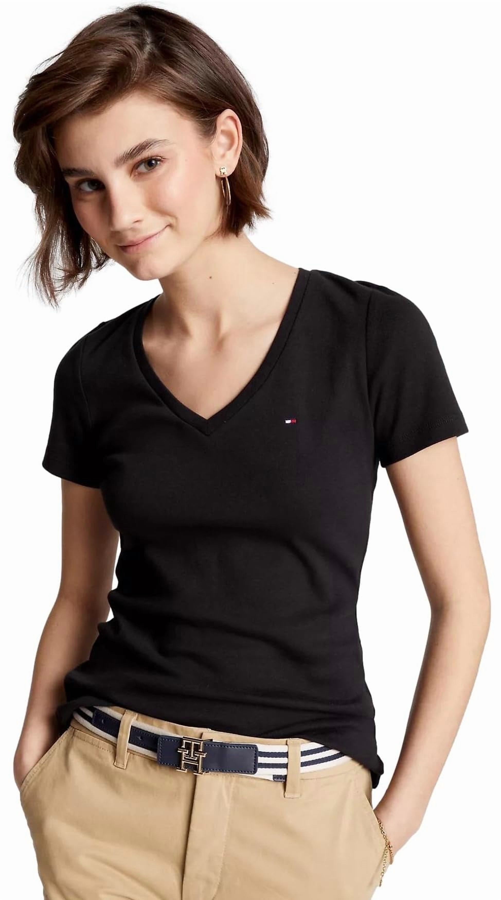 Camisa Tommy Hilfiger Favorite Con Cuello En V De Algodón Negra L