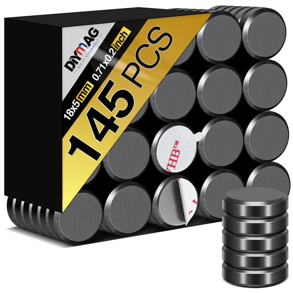Imanes DIYMAG redondos con adhesivo fuerte, 145 unidades, 18 x 5 mm