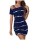 thumbnail image 1 of Vestido Mini Casual Azul Drapeado Cuello Asimétrico, 1 of 7