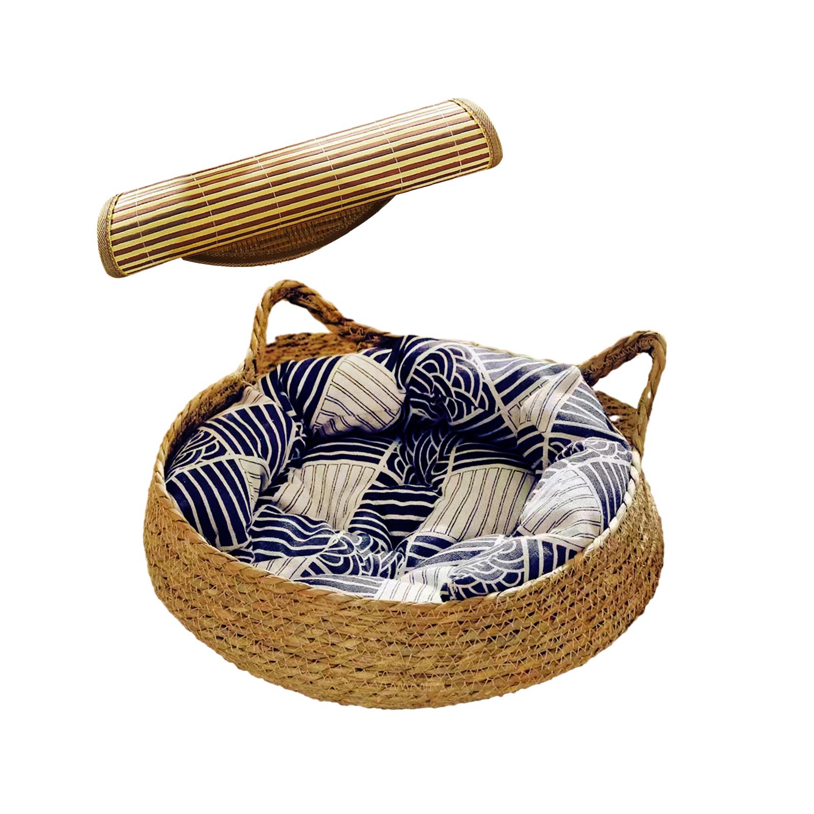 Magideal - Cesta Para Cama Para Gatos, Rascador Para Gatos, Cama Para Perros, Protector De Muebles, Salón Para Gatos, Nido De Verano, Casa Para Gatos, Gatos Gran , Almohada Azul 38X Almohada Azul 38X13Cm