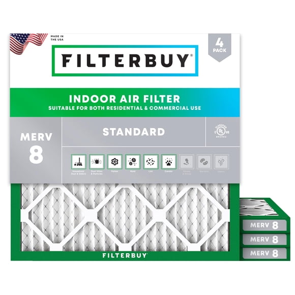 Filtro de aire Filterbuy MERV 8 22x22x1 (paquete de 4) Dust Defense