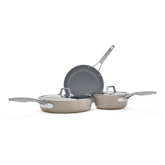 Juego de utensilios de cocina Calphalon Premier de cerámica antiadherente de 5 piezas, color gris