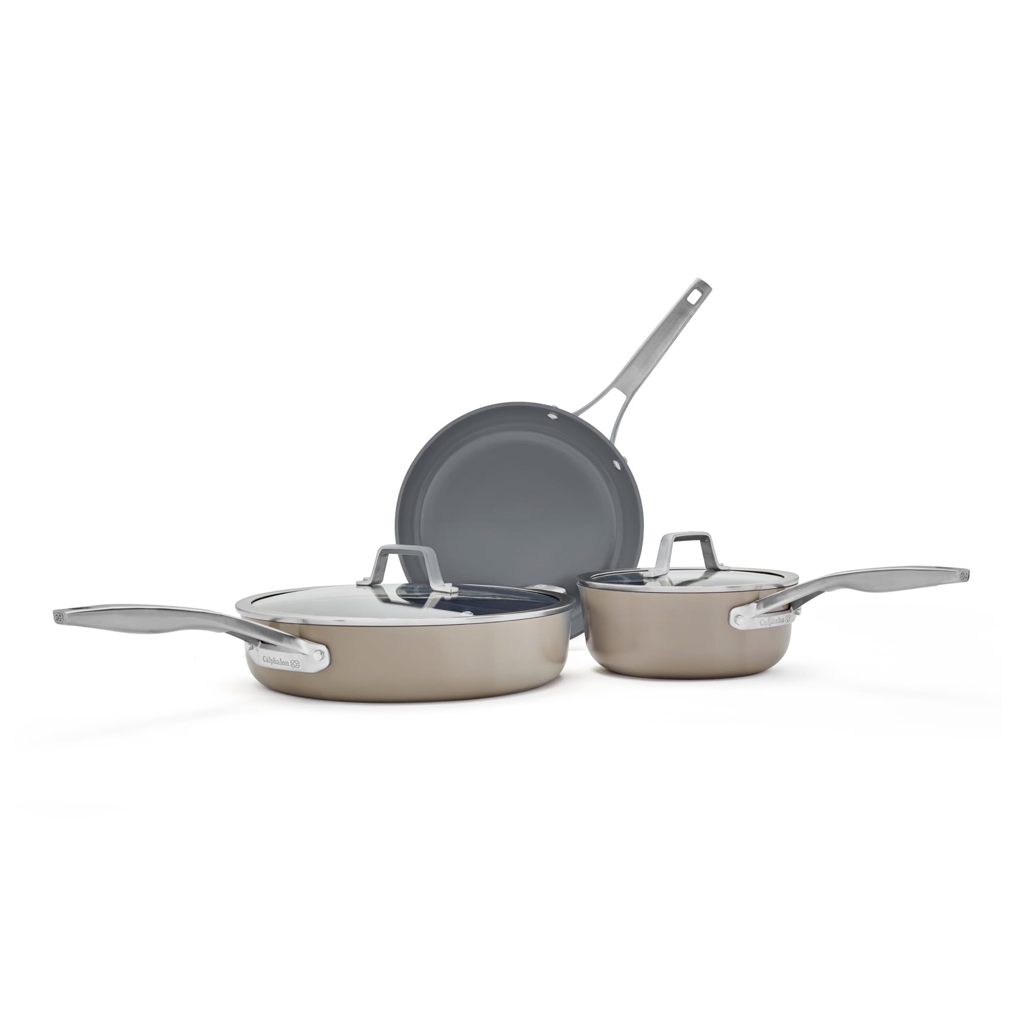 Juego De Utensilios De Cocina Calphalon Premier De Cerámica Antiadherente De 5 Piezas, Color Gris
