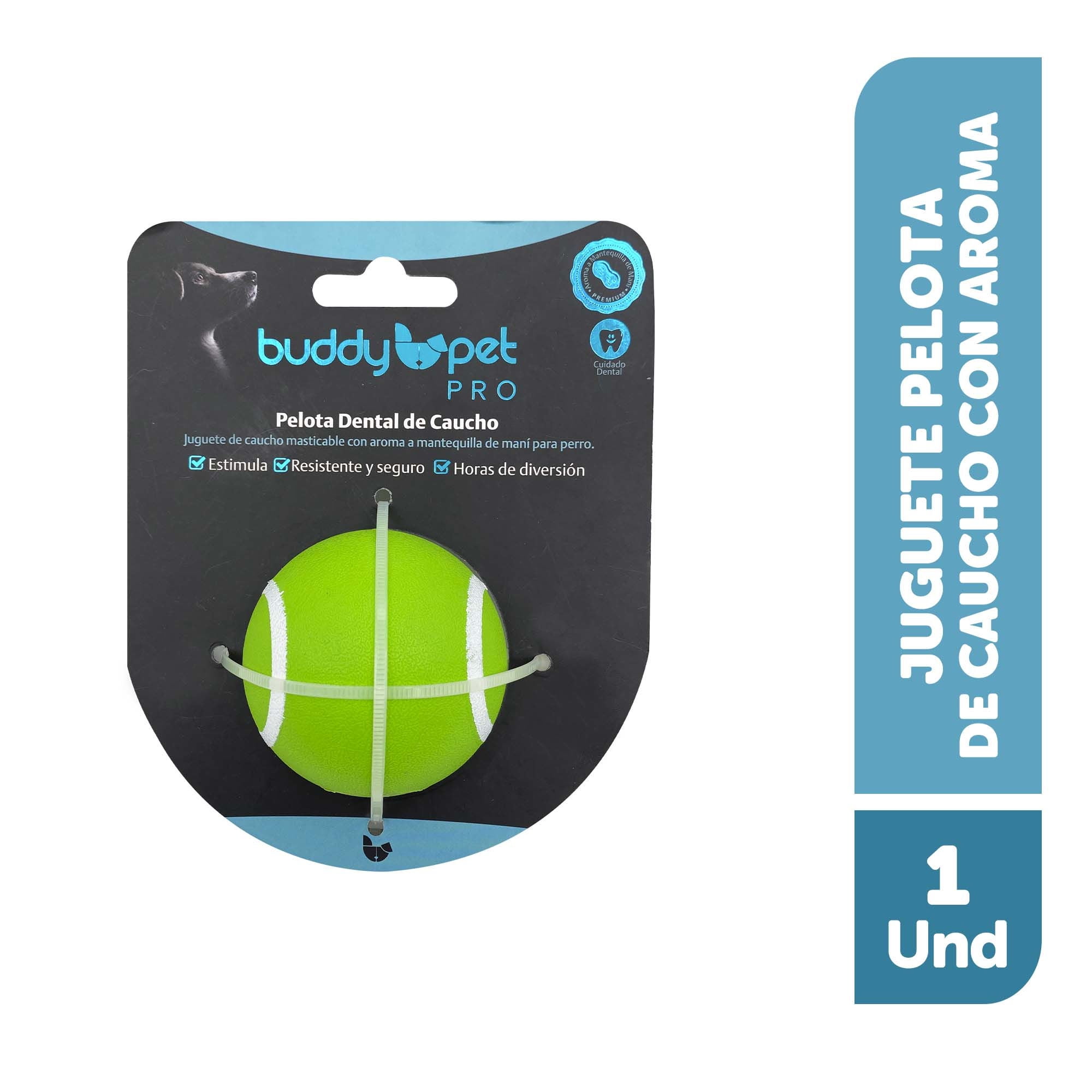 Juguete Para Perro Pelota Dental De Caucho 1 Un Buddy Pet Pro