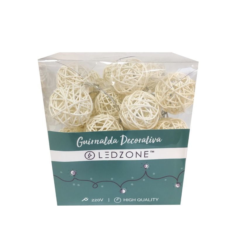 Ledzone - Guirnalda Decorativa 220V Ovillo Blanco