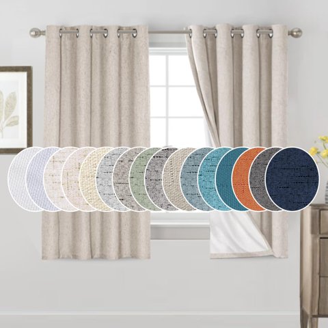 Princedeco - Juego De Cortinas Opacas Prince-Deco De Lino, 160 X 160 Cm, 2 Paneles