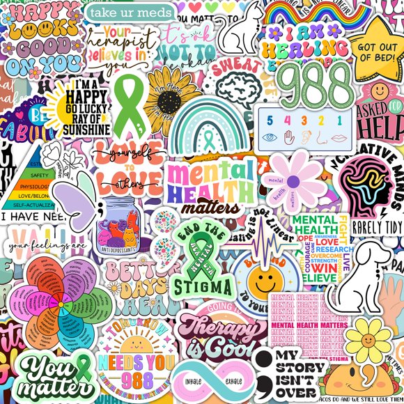 Pack de pegatinas Puraesla 150 uds impermeables - Salud mental