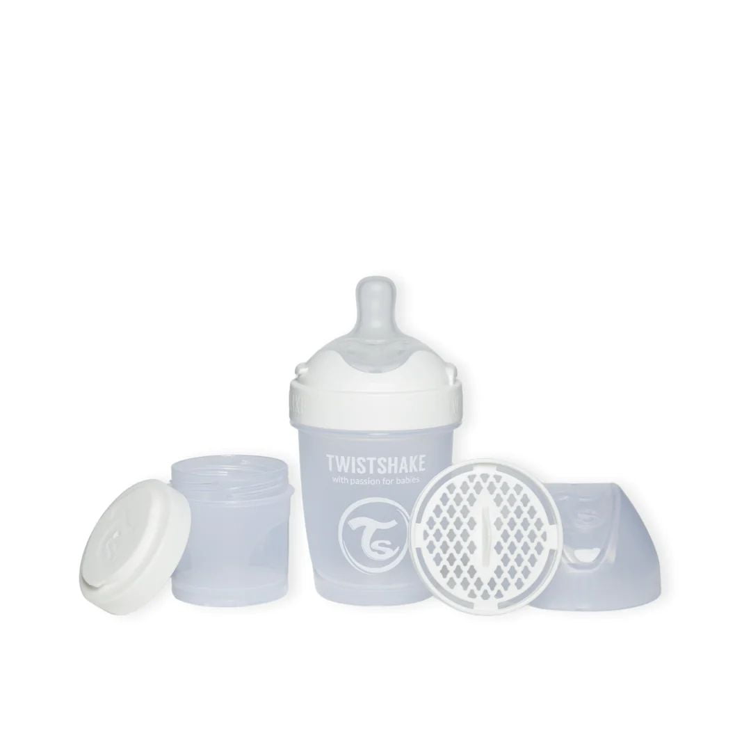 Mamadera Anticolico Twistshake Double Pro 180ml Blanco